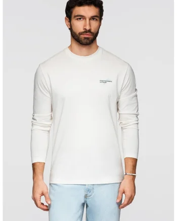Bluza de bumbacu cu imprimeu pe piept, Alb