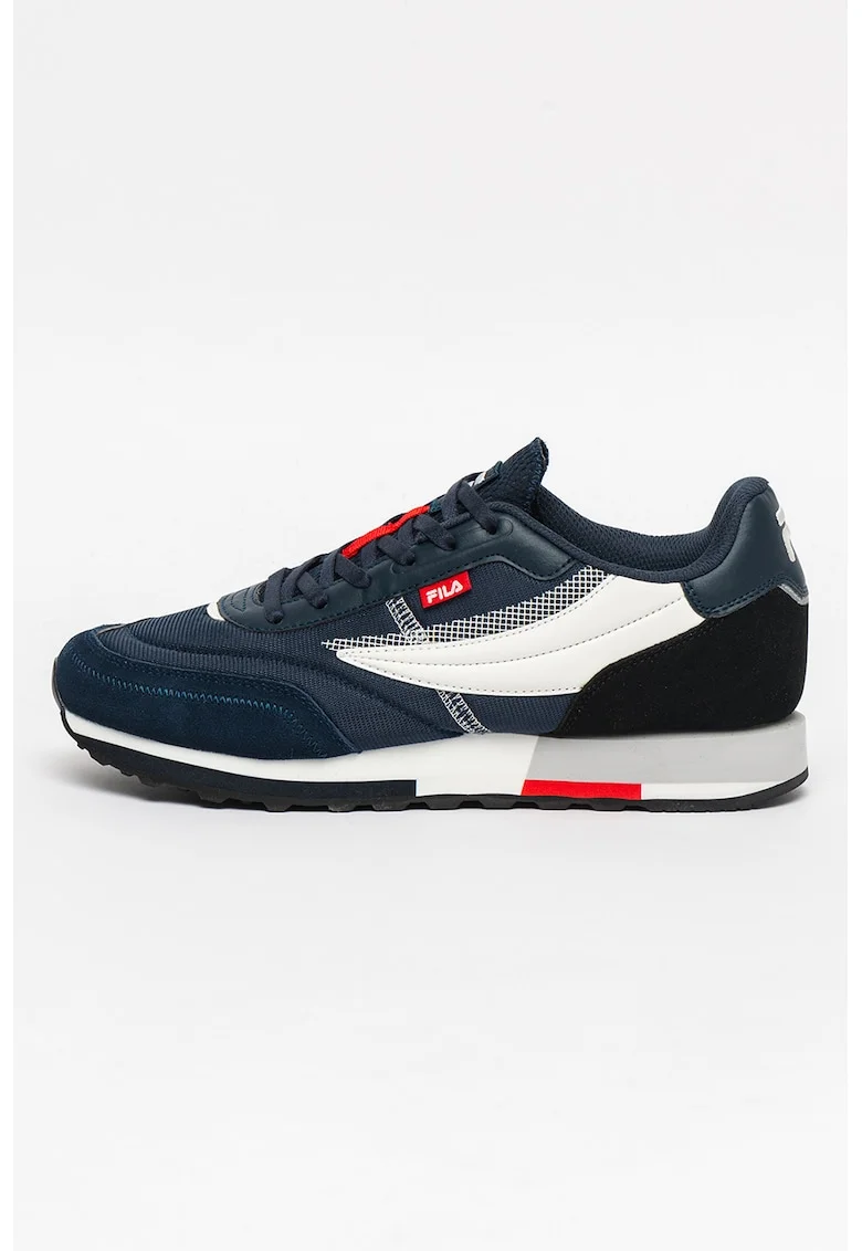 Pantofi sport cu detalii de piele intoarsa Retrounique 22, Alb/Bleumarin