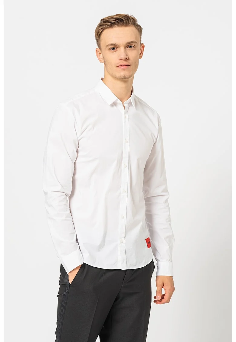 Camasa extra slim fit cu aplicatie logo Ero, Alb