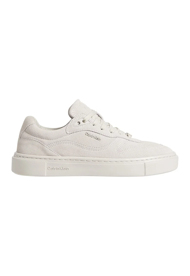 Pantofi sport din piele intoarsa cu platforma, Alb fildes