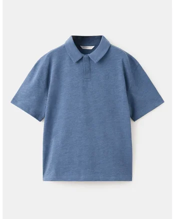Tricou polo din bumbac cu model uni, Albastru lavanda