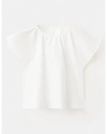 Tricou de bumbac cu aplicatii cu stele, Alb murdar
