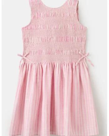 Rochie evazata din amestec de bumbac, Roz