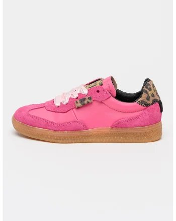Pantofi sport Jemporia cu garnituri de piele intoarsa, Fucsia