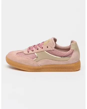 Pantofi sport Jesma cu garnituri de piele intoarsa, Roz prafuit