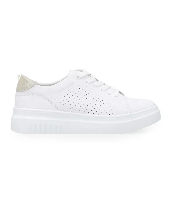 Pantofi sport din piele neteda cu detalii perforate