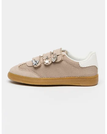 Pantofi sport din material textil cu velcro J-Momntum, Maro taupe deschis