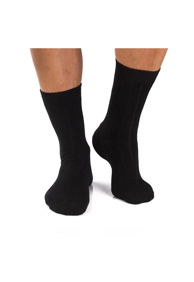 Sosete antibacteriene merino Warm Ribs Black