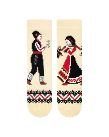 Sosete din bumbac Arty Socks cu Flacau si Fata Ecru