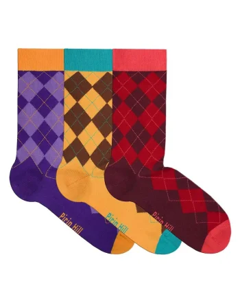 Cutie cu 3 perechi sosete colorate din bumbac forme geometrice