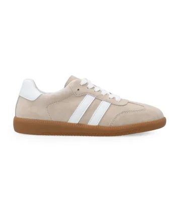 Pantofi sport din piele intoarsa si piele naturala, Bej