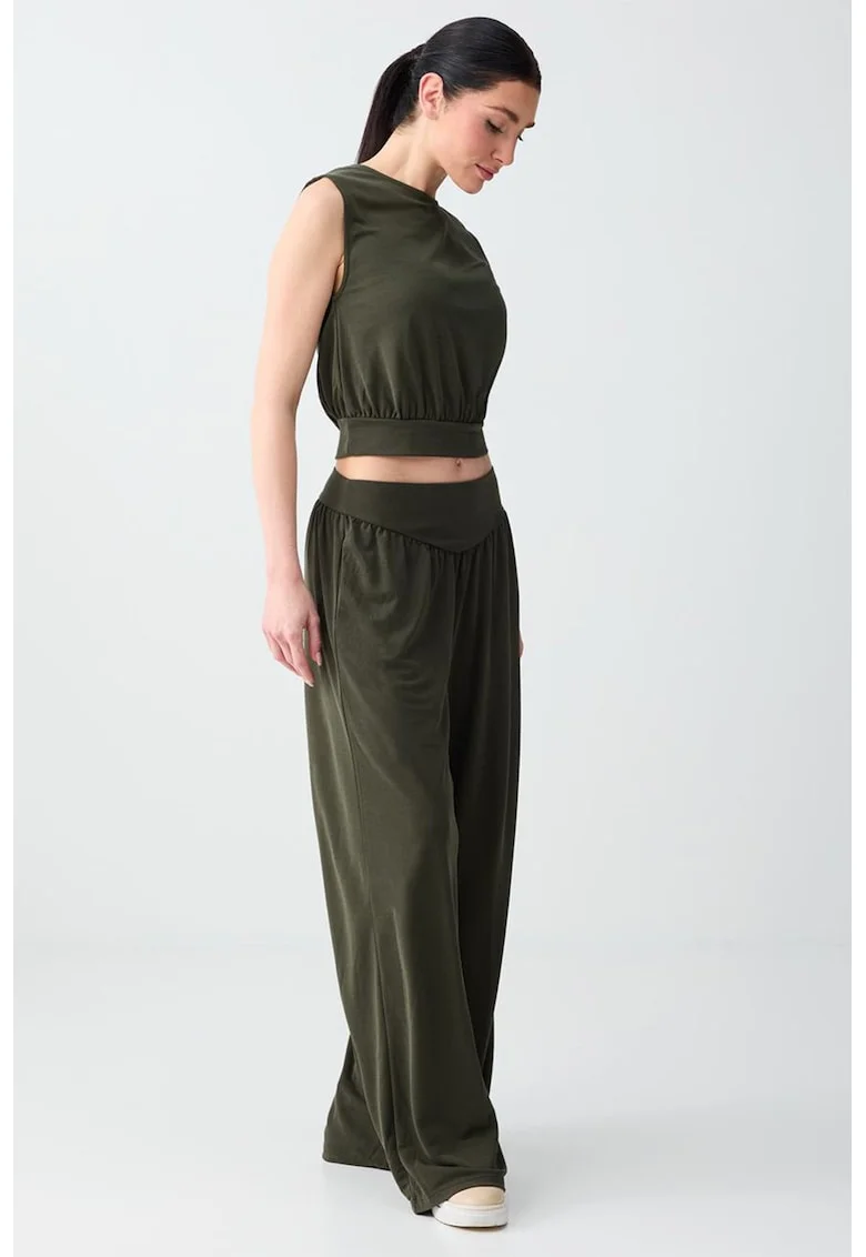 Pantaloni vaporosi din amestec de modal, Verde inchis