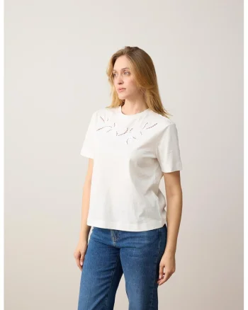 Tricou cu perforatii, Alb