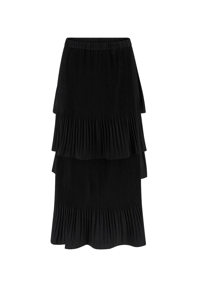 Fusta midi cu model stratificat, Negru