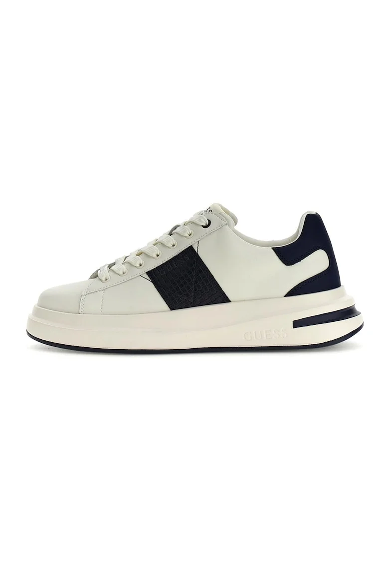 Pantofi sport wedge cu garnituri din material sintetic, Alb fildes/Negru