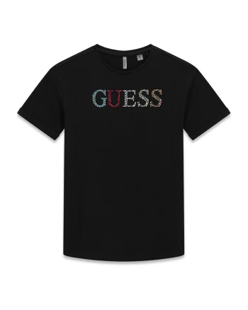 Tricou din amestec de bumbac cu decolteu la baza gatului, Negru