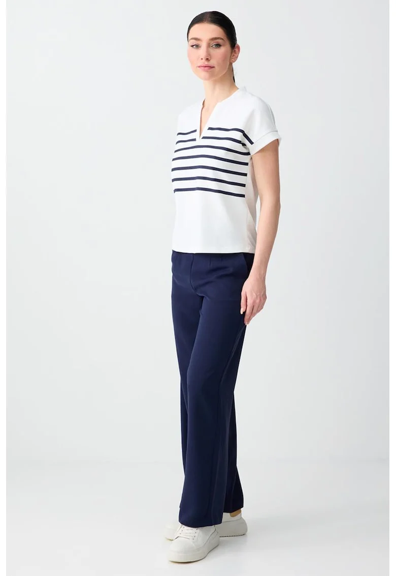 Pantaloni drepti cu pliuri, Bleumarin