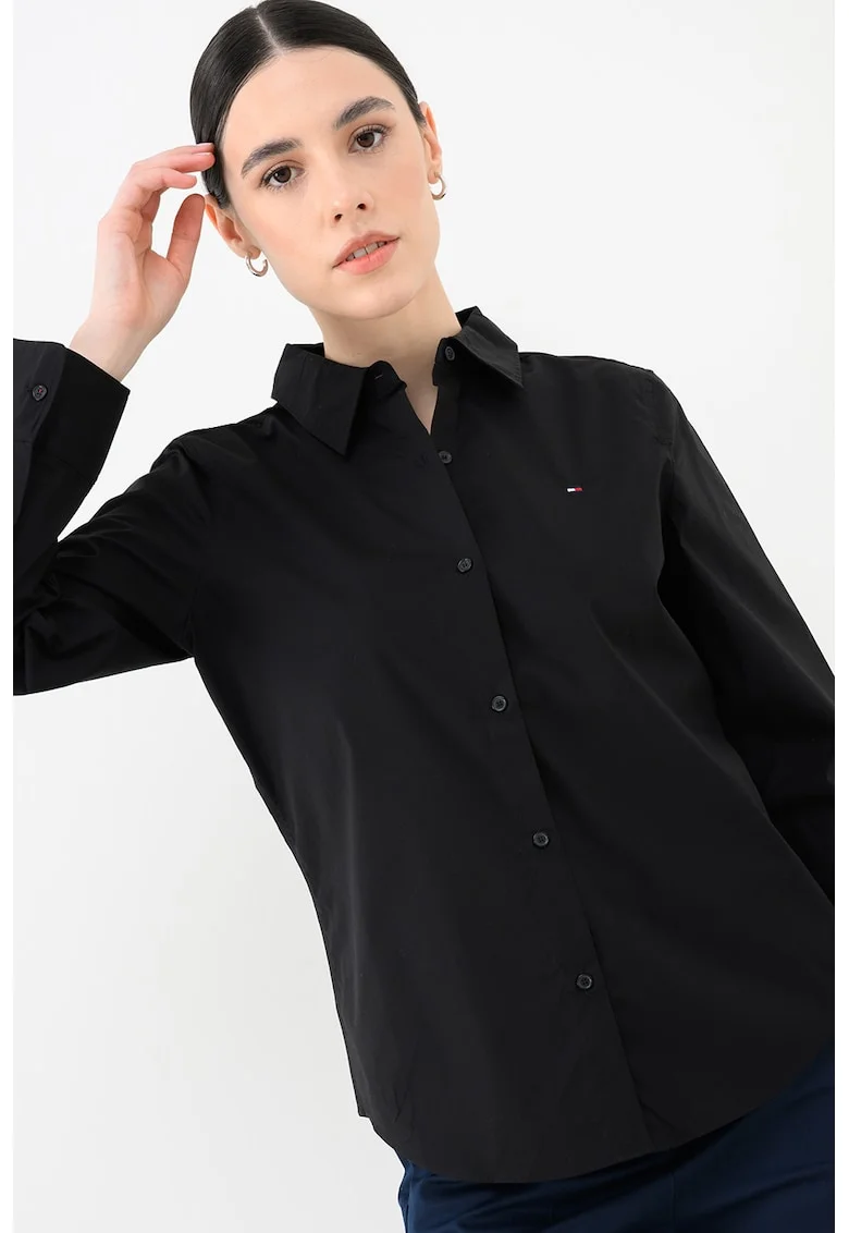 Camasa regular fit cu guler ascutit, Negru