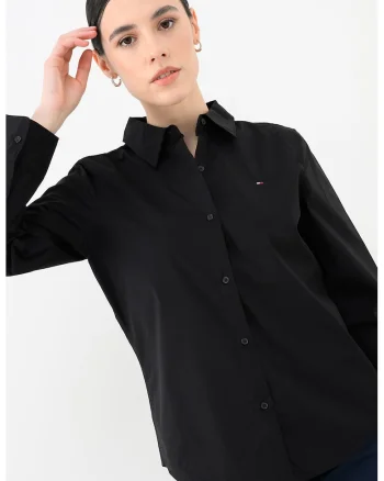 Camasa regular fit cu guler ascutit, Negru
