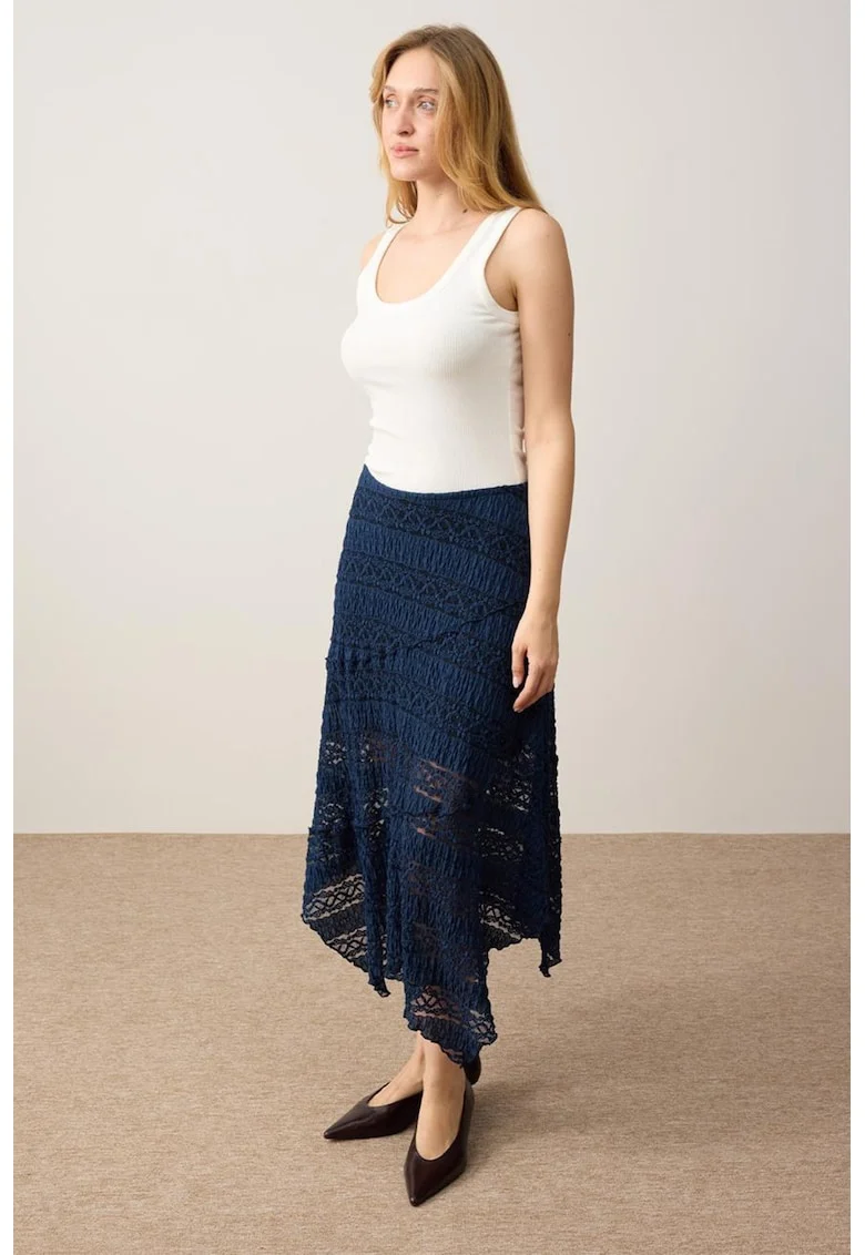 Fusta midi din dantela, Bleumarin