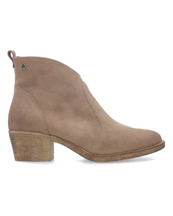 Botine din piele intoarsa cu toc cubanez