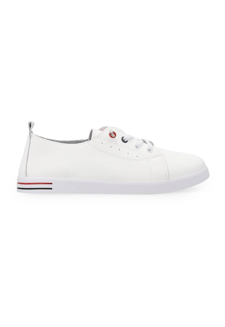 Pantofi sport din piele cu detalii contrastante pe tala