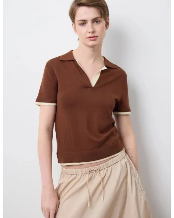 Tricou cu aspect 2 in 1, Maro