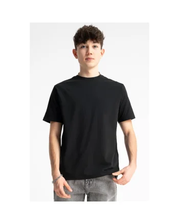 Tricou uni cu decolteu la baza gatului