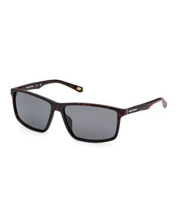 Ochelari de soare dreptunghiulari cu lentile polarizate, Negru/Maro