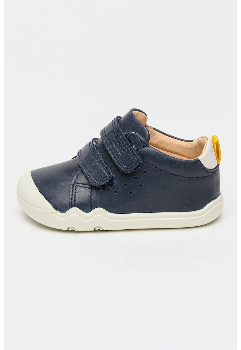 Pantofi sport Steppieup din piele cu inchidere velcro, Alb murdar/Bleumarin