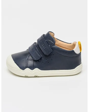 Pantofi sport Steppieup din piele cu inchidere velcro, Alb murdar/Bleumarin