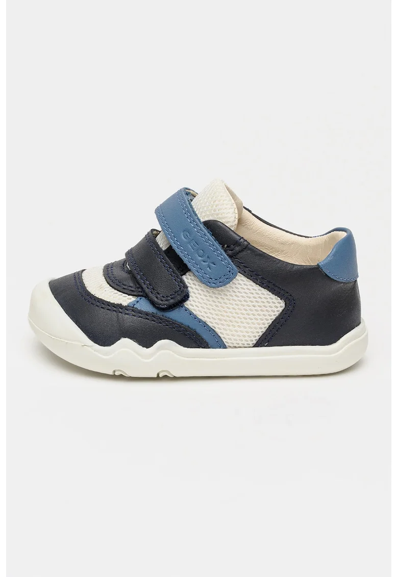 Pantofi sport Steppieup din piele si plasa, Albastru inchis/Alb optic