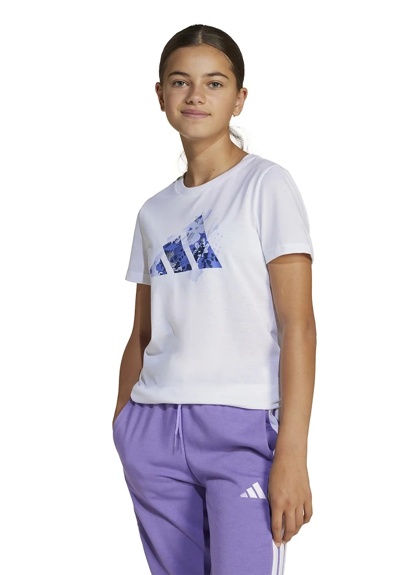 Tricou regular fit cu imprimeu logo, Alb/Albastru