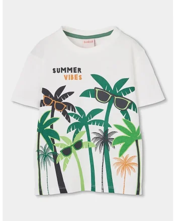 Tricou din bumbac cu imprimeu frontal, Alb/Verde
