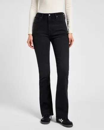Blugi Dama,  Stella A-Line, Straight Fit, Talie Inalta, Lungi, Cu Fermoar, 5 Buzunare, Bumbac, W24-L31 US, Albastru