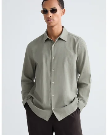 Camasa relaxed fit din bumbac, Verde sparanghel