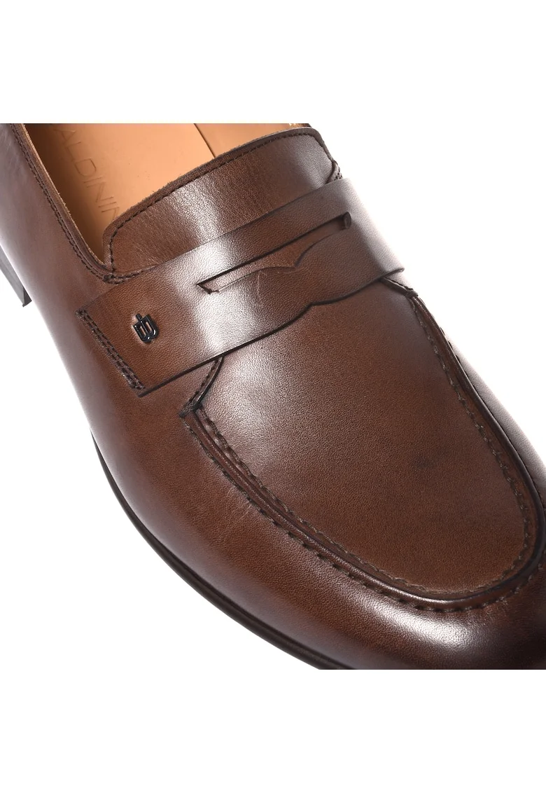 Pantofi loafer uni de piele, Maro