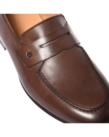 Pantofi loafer uni de piele, Maro