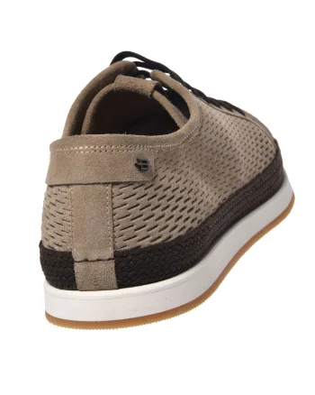 Pantofi sport de piele intoarsa cu perforatii, Bej