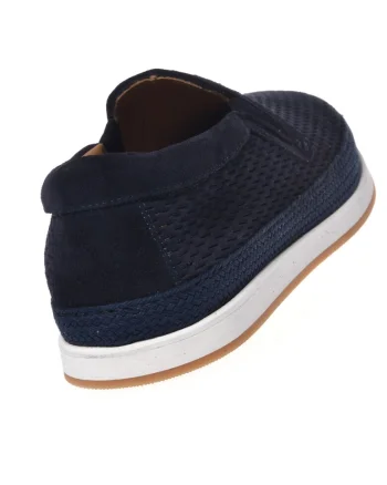 Pantofi loafer de piele intoarsa cu perforatii, Albastru