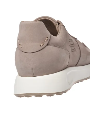 Pantofi sport de piele nabuc cu sireturi elastice, Bej