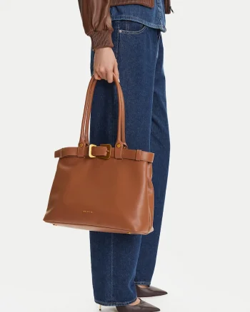 Geanta shopper,  sintetica, maro, One Size INTL