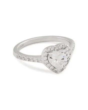 Inel dama  Heart Gem, alb, 14