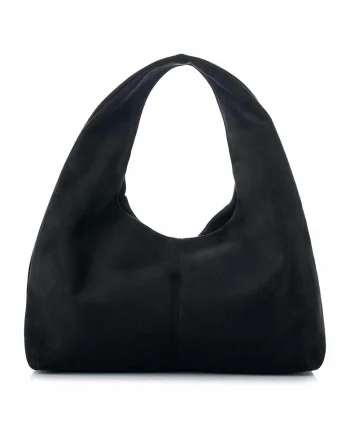 Geanta hobo  din piele intoarsa sintetica, Negru, 18 x 40 x 13 CM