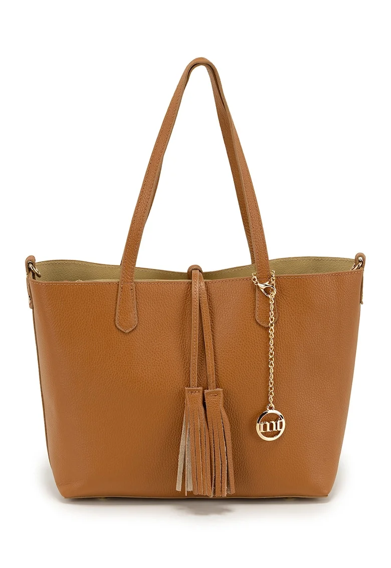 Geanta shopper de piele, Caramel