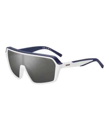 Ochelari de soare shield cu logo, Alb/Albastru