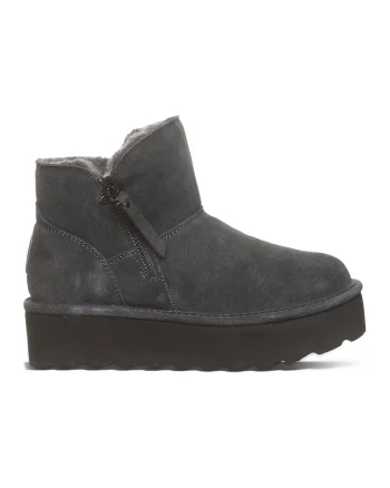 Ghete flatform de piele intoarsa cu fermoar