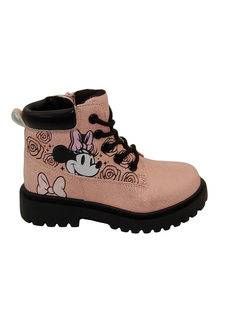 Ghete de piele ecologica cu Minnie Mouse, Auriu/Bej