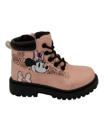 Ghete de piele ecologica cu Minnie Mouse, Auriu/Bej