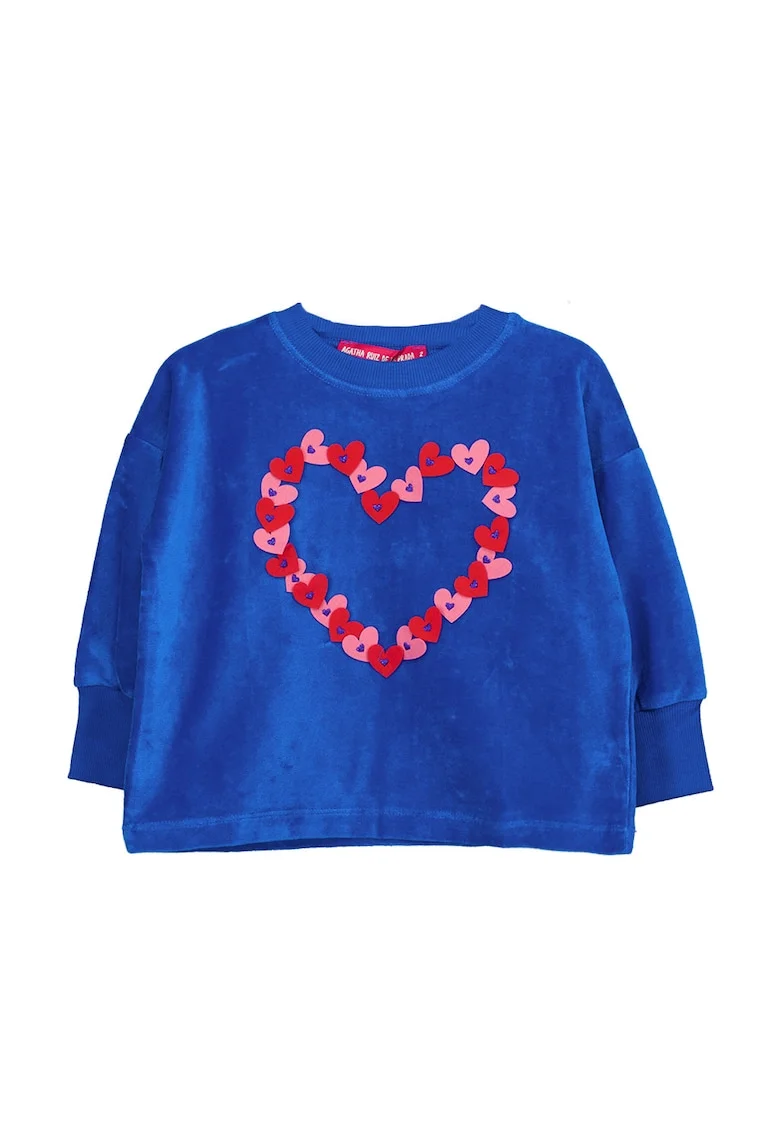 Bluza cu decolteu la baza gatului si aspect pufos, Albastru royal